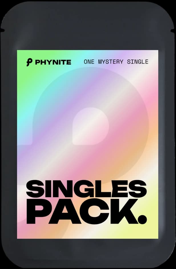The Phynite Singles Pack, in its Base, Premium and Deluxe stickers, and a pulled card